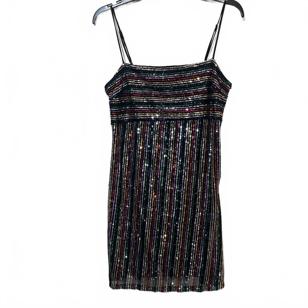 Multicolor Sequin Striped Dress